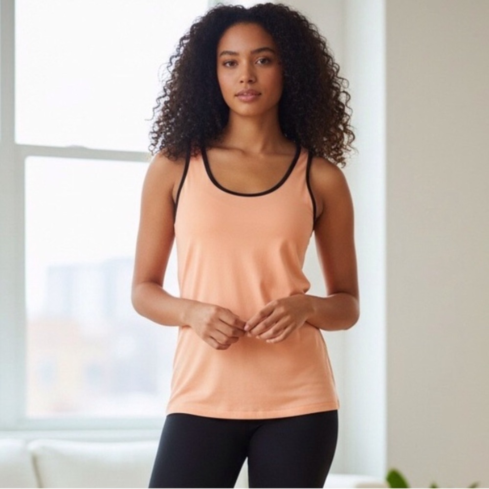 Athleta Women’s Tank Top Derek Lam IOC Active Top Peach/Black Trim Size-S